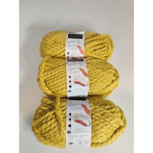 Touch Of Alpaca Thick & Quick Lion Brand Yarn Jumbo 7, Yellow Mustard, 3pk Lot